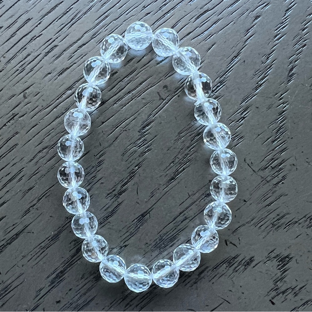 Faceted clear quartz bracelet 8mm